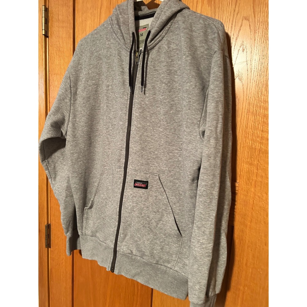 Genuine Dickies Men's Full Zip Hoodie Heather Gray Fleece Sweatshirt Size Medium - Picture 2 of 8